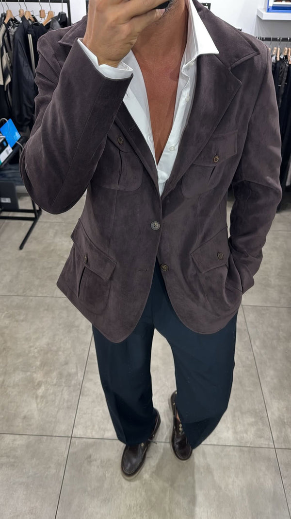 Sahariana in camoscio